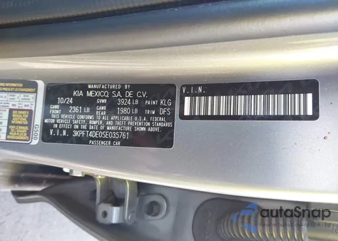 2025 Kia K4 Lxs from USA, damaged, VIN 3KPFT4DE0SE035761